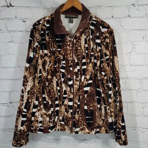 Mirror Image Animal Print Full Zip Stretch w Pockets Jacket Womens Size L